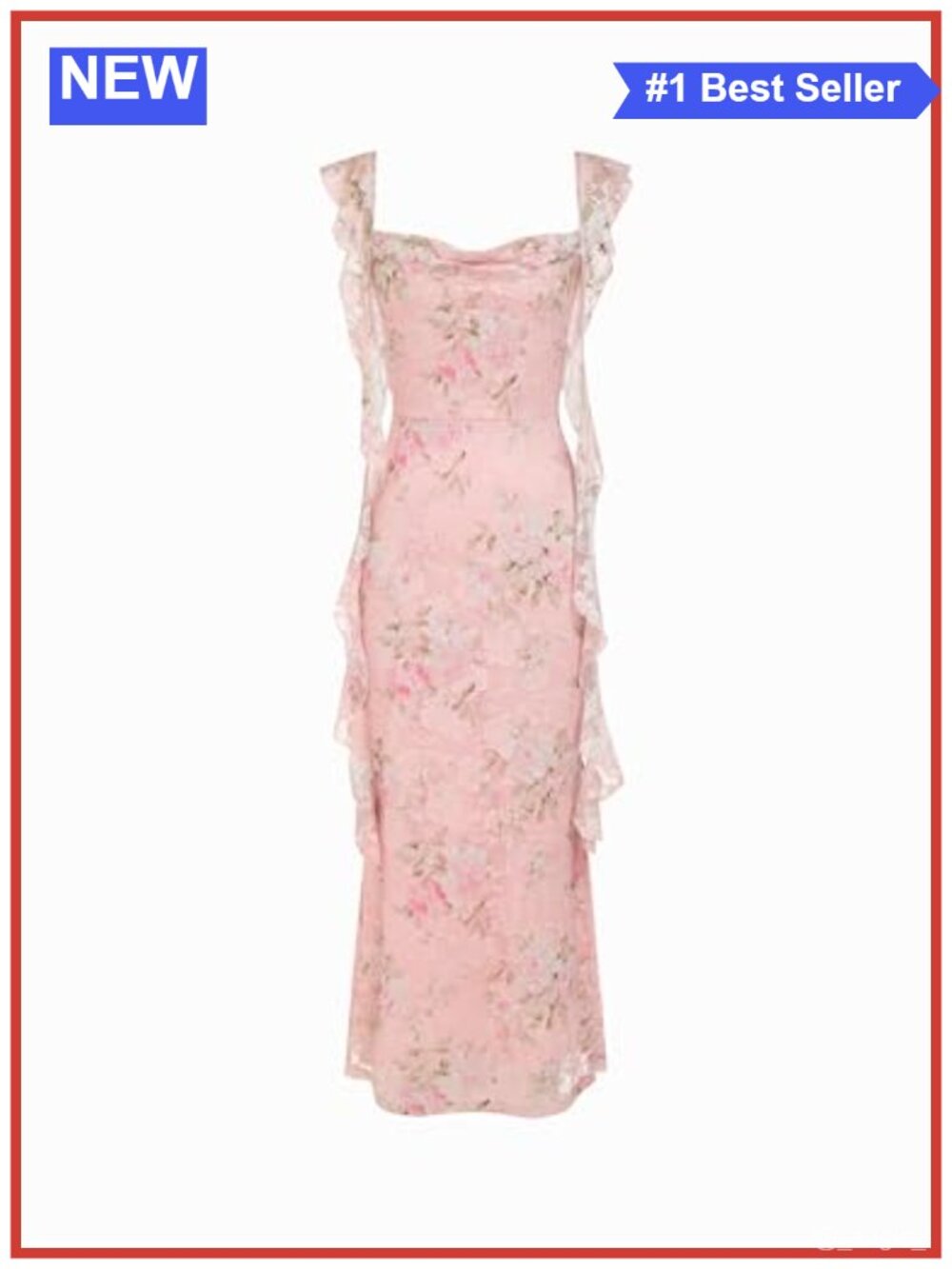 Sleeveless Mesh Ruffle Maxi Formal Dress